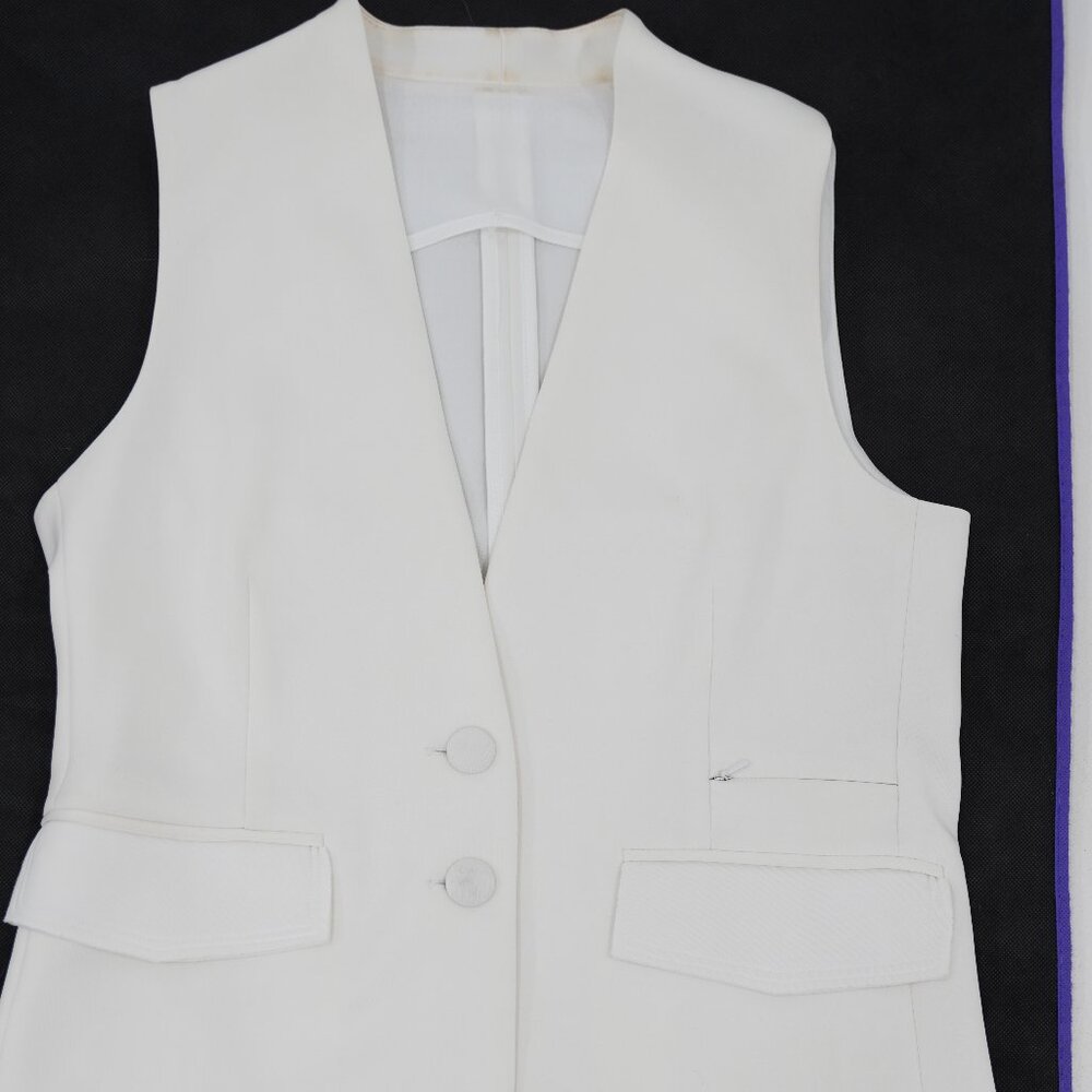 Off White Collared Button-Front Overshirt Shacket Top Pocket Blouse Size M